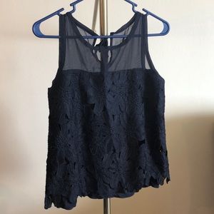 Navy floral Ann Taylor top